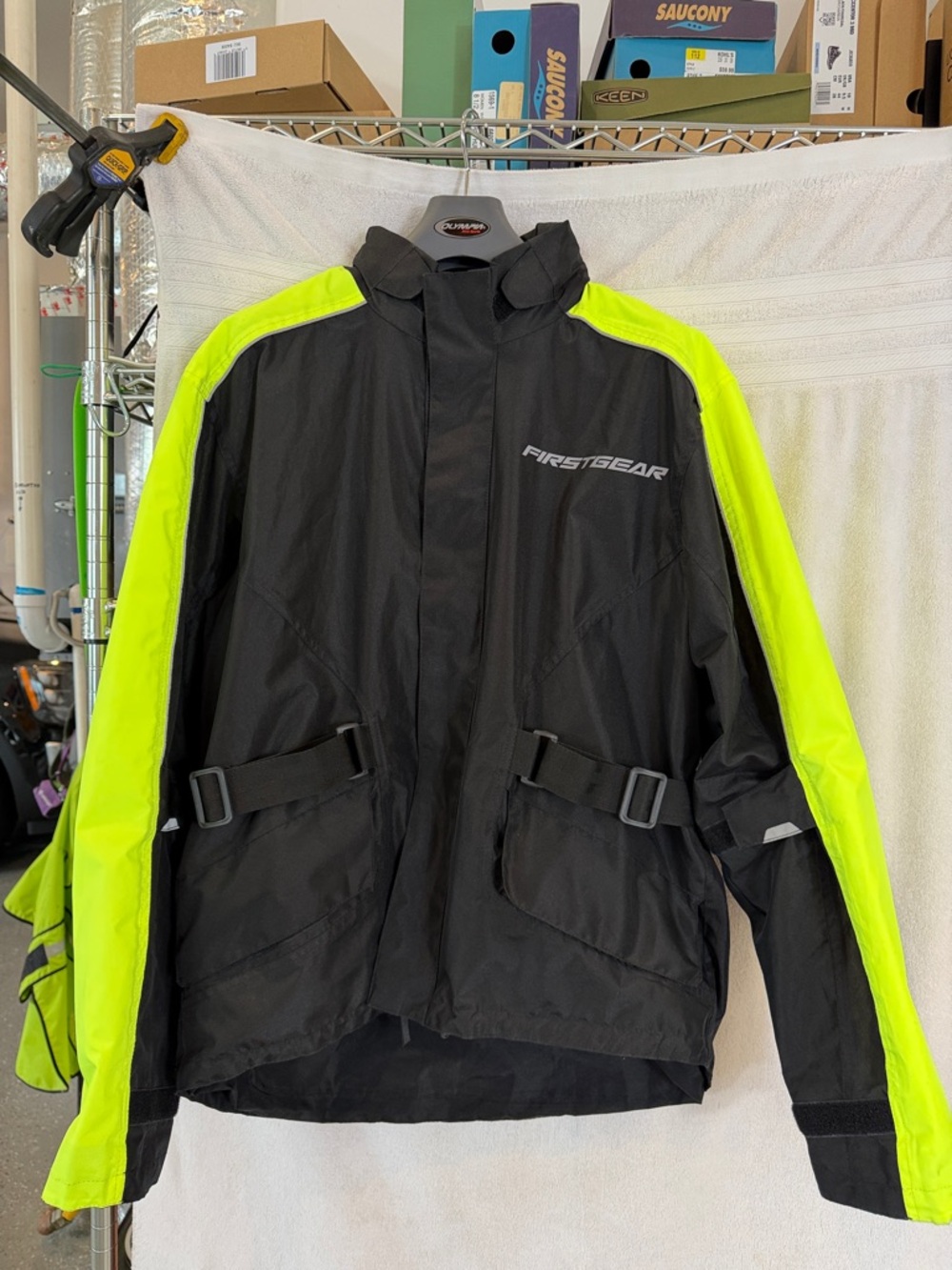 WomMen’s High-Visibility Black & Neon Yellow Motorcycle Jacket size medium